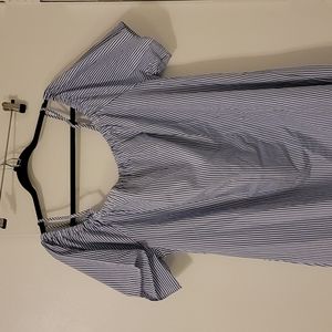 3X Blue & White Striped Dress